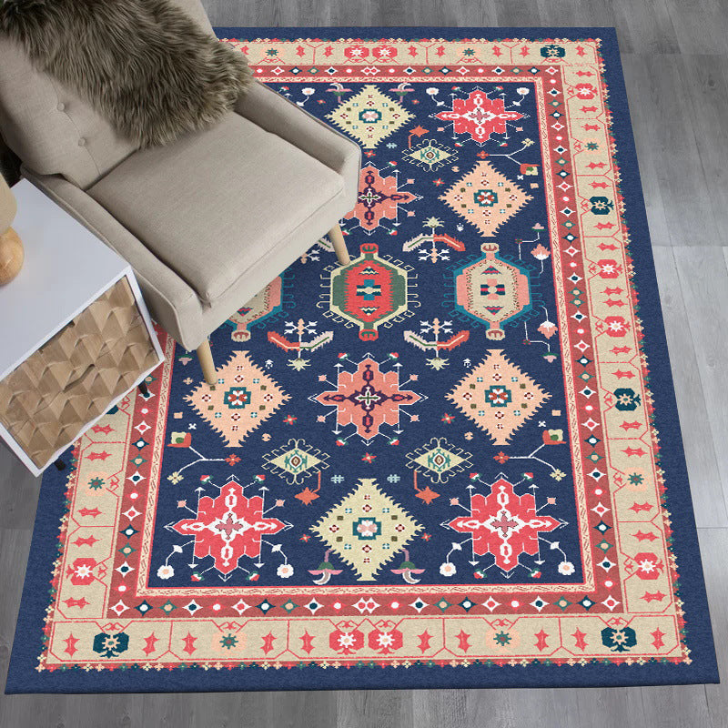 Southwestern Living Room Rug in Blue Tribal Geometric Print Rug Polyester Washable Area Rug Clearhalo 'Area Rug' 'Rugs' 'Southwestern' Rug' 1596465