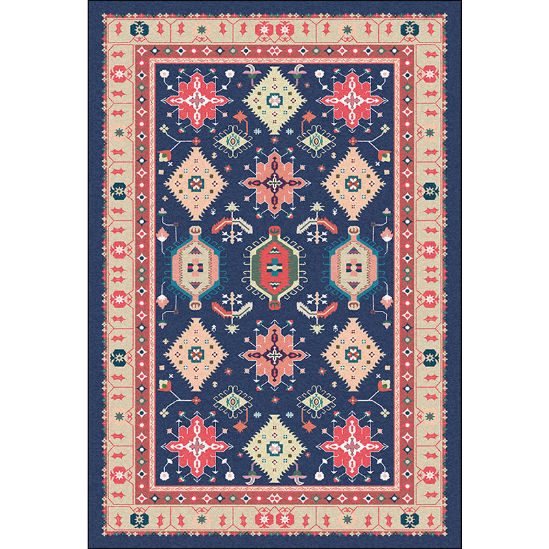 Southwestern Living Room Rug in Blue Tribal Geometric Print Rug Polyester Washable Area Rug Clearhalo 'Area Rug' 'Rugs' 'Southwestern' Rug' 1596466