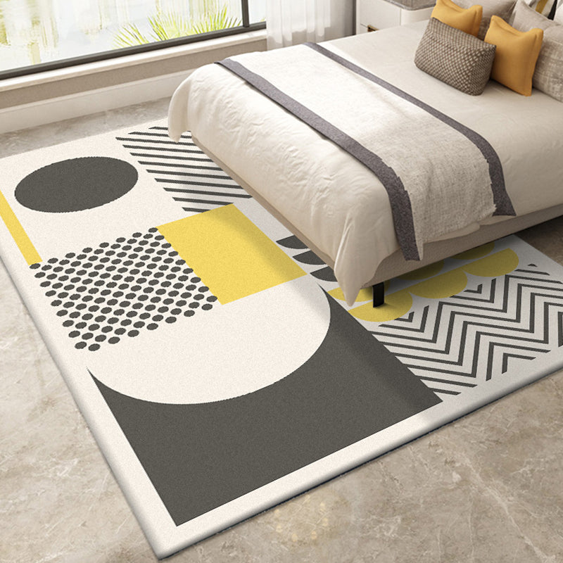 Nordic Modern Rug in Ivory Color Block Geometry Stripe Pattern Rug Polyester Washable Carpet for Home Decoration Yellow Clearhalo 'Area Rug' 'Modern' 'Rugs' Rug' 1596480