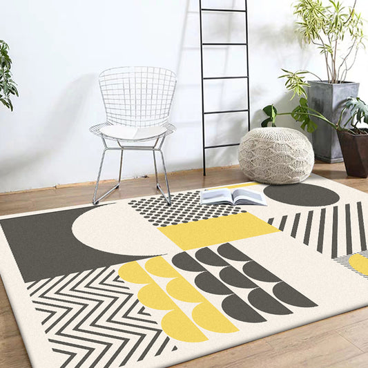 Nordic Modern Rug in Ivory Color Block Geometry Stripe Pattern Rug Polyester Washable Carpet for Home Decoration Clearhalo 'Area Rug' 'Modern' 'Rugs' Rug' 1596481