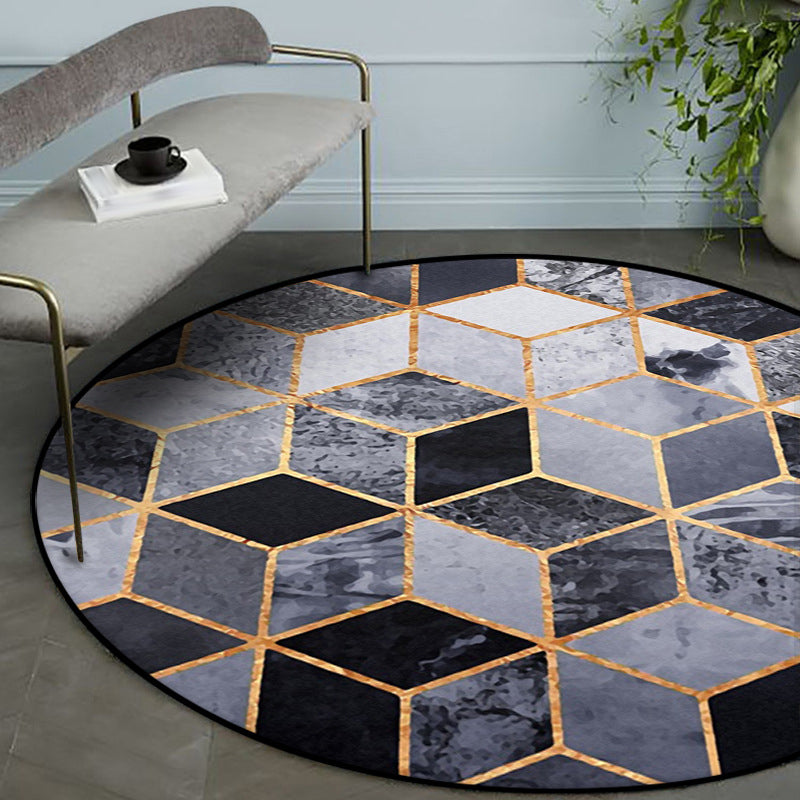 Grey Bedroom Rug Modern Geometric Diamond Pattern Area Rug Polyester Pet Friendly Washable Carpet Black Clearhalo 'Area Rug' 'Modern' 'Rugs' Rug' 1596504