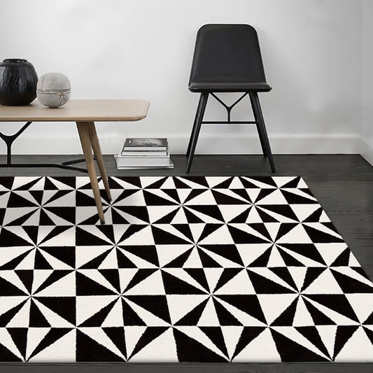 Black and White Bedroom Rug Modern Geometric Triangle Pattern Area Rug Polyester Stain-Resistant Carpet Black Clearhalo 'Area Rug' 'Modern' 'Rugs' Rug' 1596512