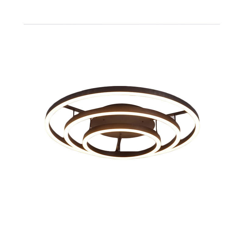 3/4 Rings LED Flush Ceiling Light Contemporary Acrylic LED Coffee Flushmount Lamp in White Light Clearhalo 'Ceiling Lights' 'Close To Ceiling Lights' 'Close to ceiling' 'Semi-flushmount' Lighting' 159659