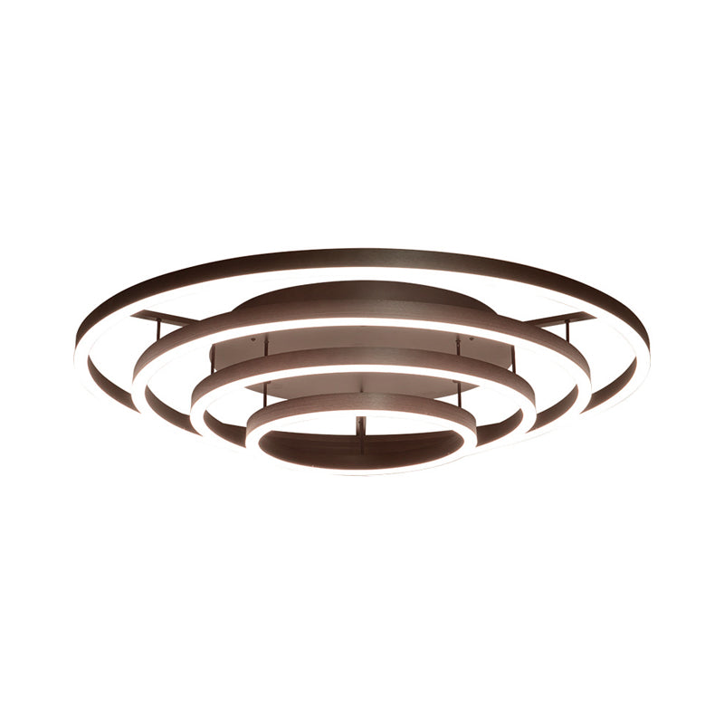 3/4 Rings LED Flush Ceiling Light Contemporary Acrylic LED Coffee Flushmount Lamp in White Light Clearhalo 'Ceiling Lights' 'Close To Ceiling Lights' 'Close to ceiling' 'Semi-flushmount' Lighting' 159664