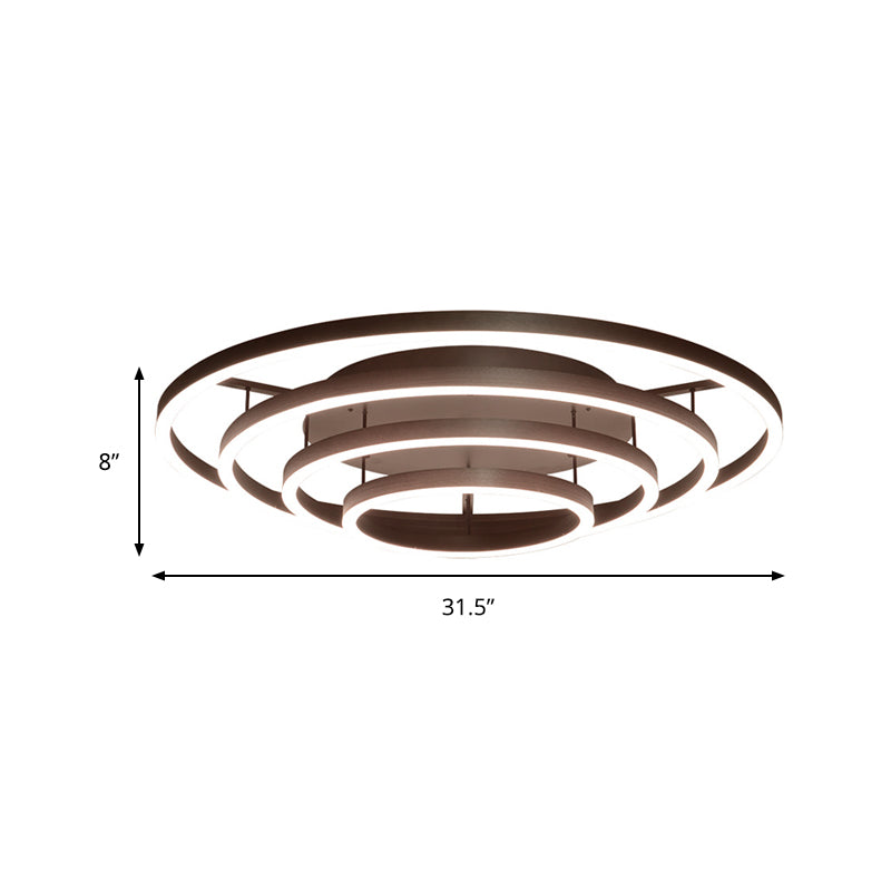 3/4 Rings LED Flush Ceiling Light Contemporary Acrylic LED Coffee Flushmount Lamp in White Light Clearhalo 'Ceiling Lights' 'Close To Ceiling Lights' 'Close to ceiling' 'Semi-flushmount' Lighting' 159665