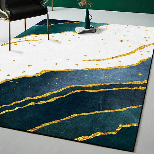 Stylish Abstract Rug Green and White Nordic Rug Polyester Washable Anti-Slip Backing Area Rug for Living Room Clearhalo 'Area Rug' 'Modern' 'Rugs' Rug' 1596666