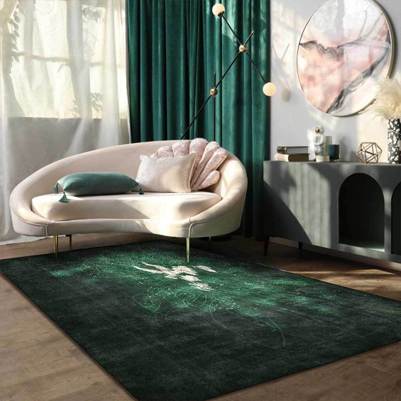 Nordic Abstract Rug Green Polyester Rug Machine Washable Non-Slip Area Rug for Bedroom Dark Green Clearhalo 'Area Rug' 'Modern' 'Rugs' Rug' 1596674