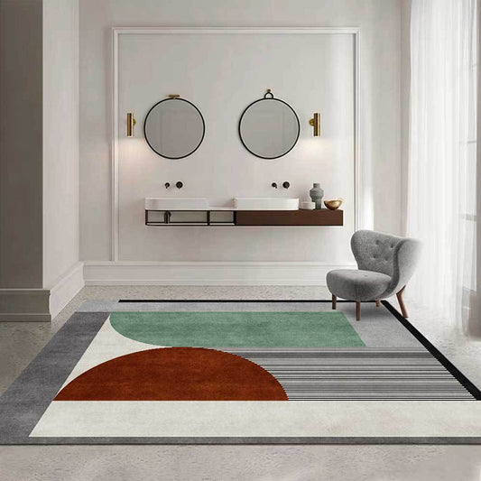 Colorful Bedroom Rug Modern Colorblock Stripe Pattern Area Rug Polyester Stain-Resistant Non-Slip Carpet Green Clearhalo 'Area Rug' 'Modern' 'Rugs' Rug' 1596698