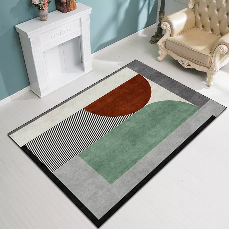 Colorful Bedroom Rug Modern Colorblock Stripe Pattern Area Rug Polyester Stain-Resistant Non-Slip Carpet Clearhalo 'Area Rug' 'Modern' 'Rugs' Rug' 1596699