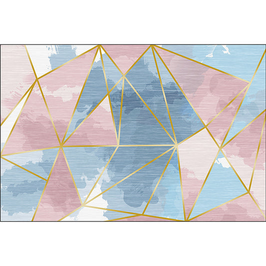 Minimalist Modern Rug in Pink and Blue Colorblock Geometry Pattern Rug Polyester Washable Carpet for Home Decoration Clearhalo 'Area Rug' 'Modern' 'Rugs' Rug' 1596716