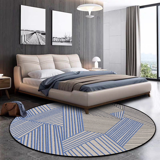 Brown and Blue Bedroom Rug Modern Geometric Stripe Pattern Area Rug Polyester Stain-Resistant Washable Carpet Blue Clearhalo 'Area Rug' 'Modern' 'Rugs' Rug' 1596722