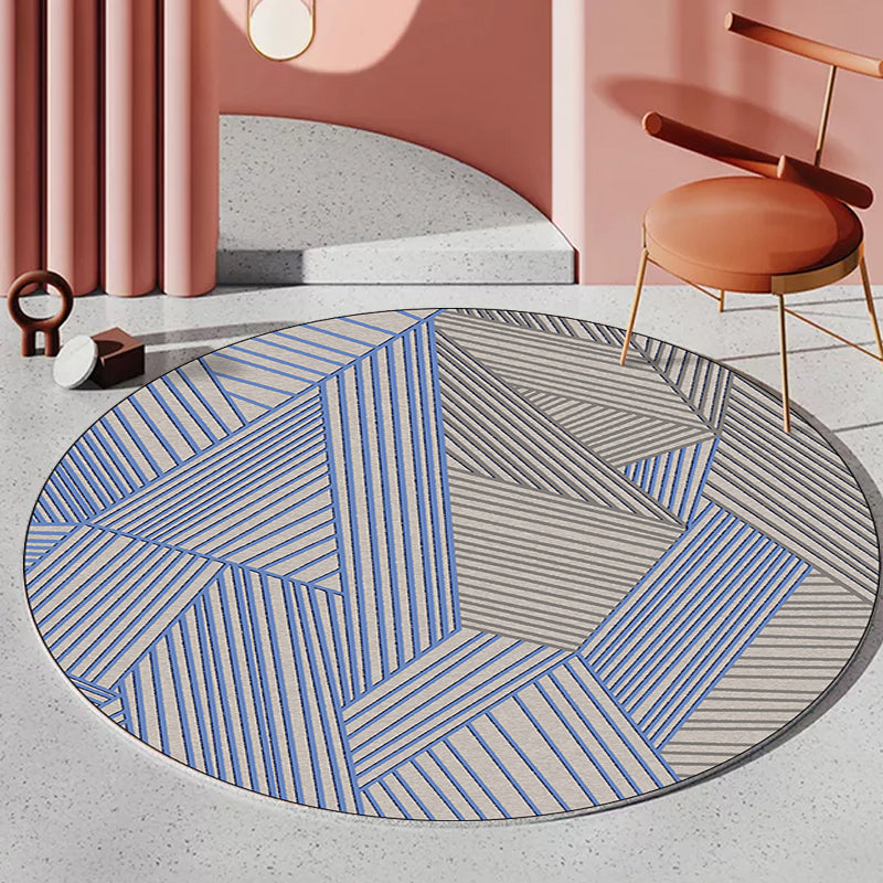 Brown and Blue Bedroom Rug Modern Geometric Stripe Pattern Area Rug Polyester Stain-Resistant Washable Carpet Clearhalo 'Area Rug' 'Modern' 'Rugs' Rug' 1596723