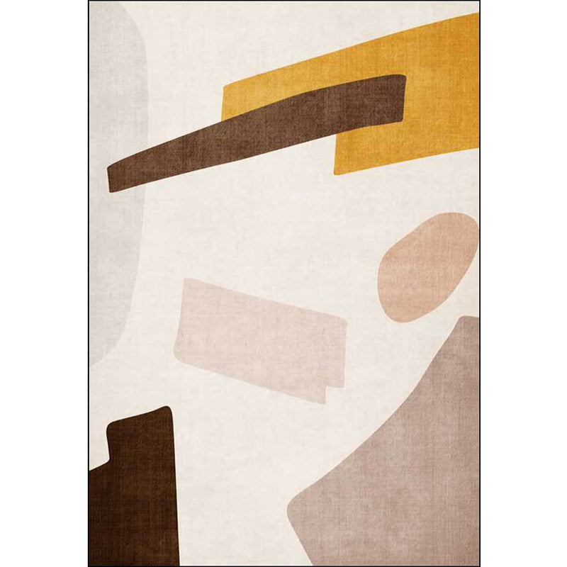 Beige and Brown Contemporary Rug Polyester Abstract Rug Machine Washable Non-Slip Backing Carpet for Living Room Clearhalo 'Area Rug' 'Rug' 1596844