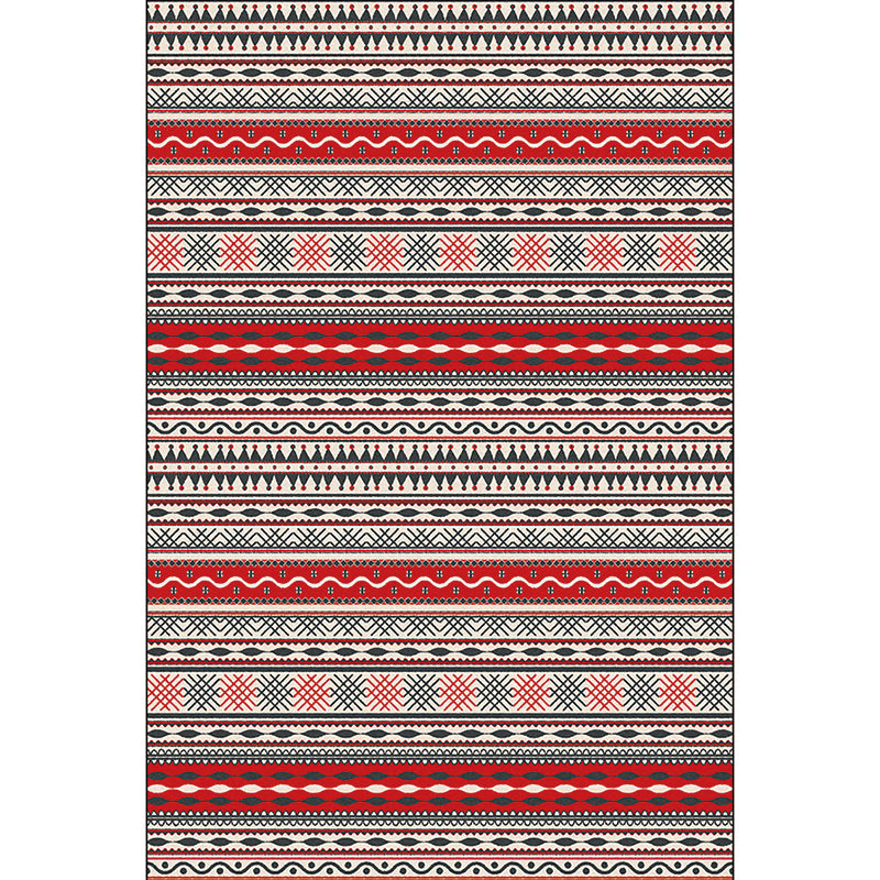 Bohemian Striped Print Rug Red Polyester Rug Machine Washable Non-Slip Area Rug for Living Room Clearhalo 'Area Rug' 'Bohemian' 'Rugs' Rug' 1596916