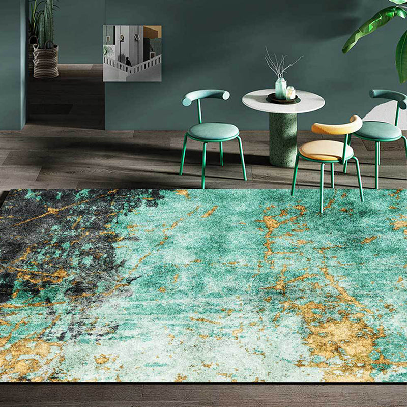 Stylish Abstract Rug Green and Golden Nordic Rug Polyester Washable Anti-Slip Backing Area Rug for Living Room Green Clearhalo 'Area Rug' 'Modern' 'Rugs' Rug' 1596954