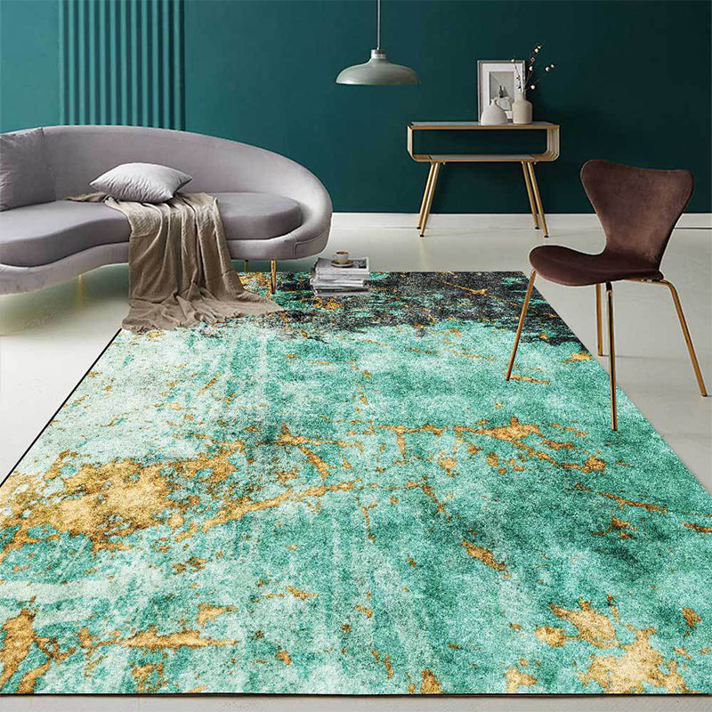 Stylish Abstract Rug Green and Golden Nordic Rug Polyester Washable Anti-Slip Backing Area Rug for Living Room Clearhalo 'Area Rug' 'Modern' 'Rugs' Rug' 1596955