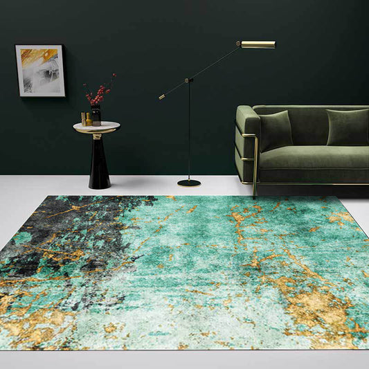 Stylish Abstract Rug Green and Golden Nordic Rug Polyester Washable Anti-Slip Backing Area Rug for Living Room Clearhalo 'Area Rug' 'Modern' 'Rugs' Rug' 1596956