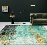 Stylish Abstract Rug Green and Golden Nordic Rug Polyester Washable Anti-Slip Backing Area Rug for Living Room Clearhalo 'Area Rug' 'Modern' 'Rugs' Rug' 1596956