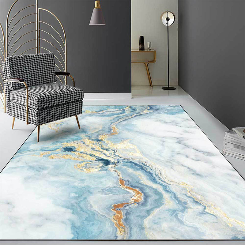 Light Blue Contemporary Rug Polyester Watercolor Pattern Rug Washable Non-Slip Backing Carpet for Living Room Clearhalo 'Area Rug' 'Modern' 'Rugs' Rug' 1596964