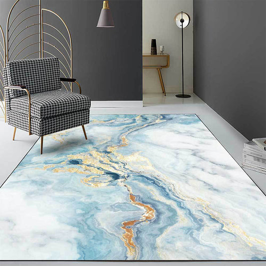 Light Blue Contemporary Rug Polyester Watercolor Pattern Rug Washable Non-Slip Backing Carpet for Living Room Clearhalo 'Area Rug' 'Modern' 'Rugs' Rug' 1596964