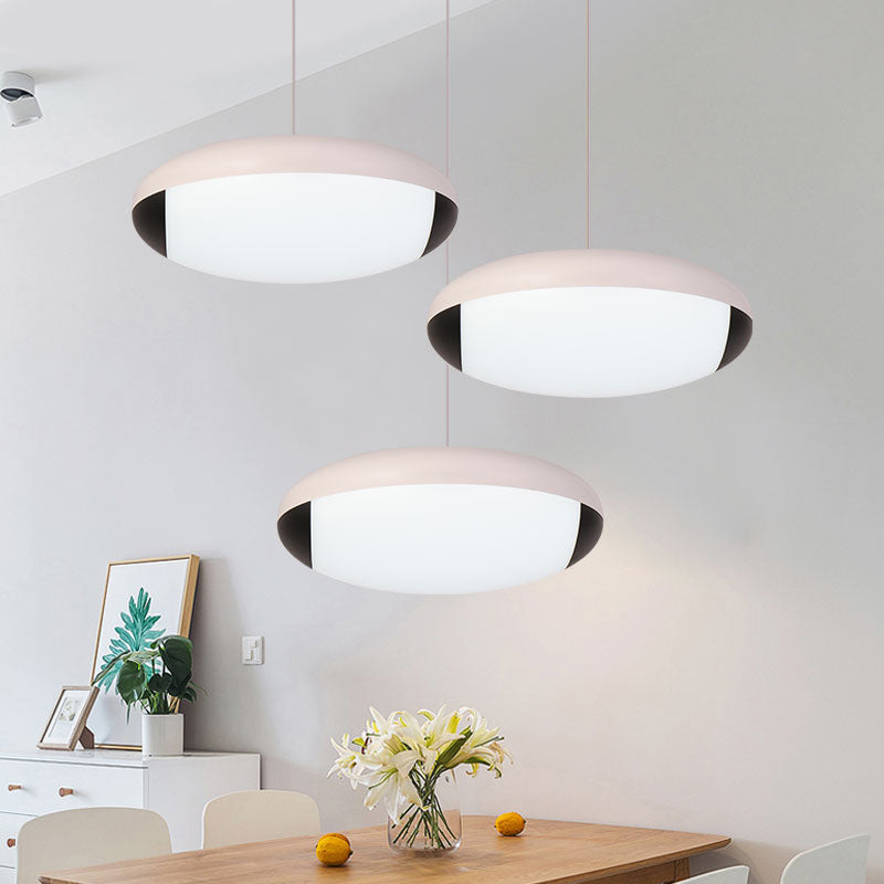 White Elliptical Ceiling Lighting Simplicity LED Metal Pendant Lamp Fixture for Dining Room White Clearhalo 'Ceiling Lights' 'Modern Pendants' 'Modern' 'Pendant Lights' 'Pendants' Lighting' 159697