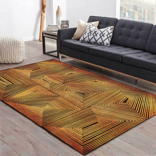 Golden Nordic Rug Polyester Stripe Pattern Rug Washable Non-Slip Backing Carpet for Living Room Clearhalo 'Area Rug' 'Modern' 'Rugs' Rug' 1596981