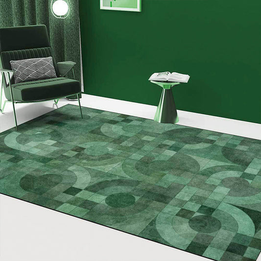 Green Novelty Rug Polyester Geometric Rug Washable Non-Slip Backing Carpet for Living Room Green Clearhalo 'Area Rug' 'Modern' 'Rugs' Rug' 1596996