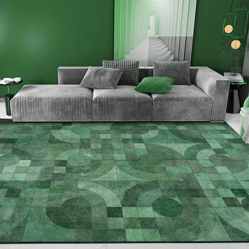 Green Novelty Rug Polyester Geometric Rug Washable Non-Slip Backing Carpet for Living Room Clearhalo 'Area Rug' 'Modern' 'Rugs' Rug' 1596997