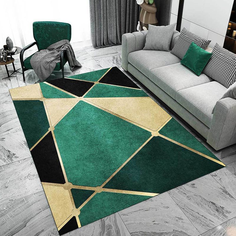 Green Bedroom Rug Modern Colorblock Irregular Shape Pattern Area Rug Polyester Anti-Slip Backing Carpet Clearhalo 'Area Rug' 'Modern' 'Rugs' Rug' 1597037