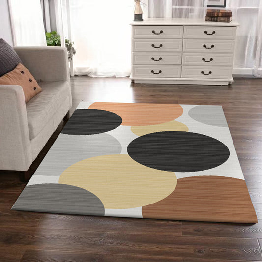 Modern Living Room Rug in Ivory Color Block Circle Pinstripe Print Rug Polyester Machine Washable Area Rug Clearhalo 'Area Rug' 'Modern' 'Rugs' Rug' 1597053
