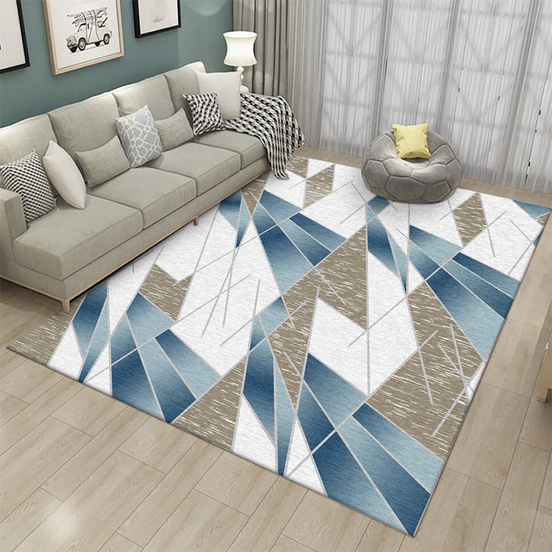 Colorful Bedroom Rug Modern Colorblock Irregular Shape Line Pattern Area Rug Polyester Stain-Resistant Carpet Blue Clearhalo 'Area Rug' 'Modern' 'Rugs' Rug' 1597060