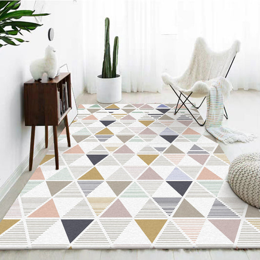 Novelty Modern Rug in Ivory Geometry Triangle Stripe Pattern Rug Polyester Anti-Slip Washable Carpet for Home Decoration White Clearhalo 'Area Rug' 'Modern' 'Rugs' Rug' 1597068