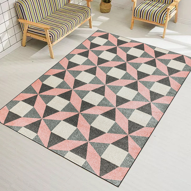 Modern Living Room Rug Colorful Geometric Triangle Square Print Rug Polyester Pet Friendly Area Rug Clearhalo 'Area Rug' 'Modern' 'Rugs' Rug' 1597085