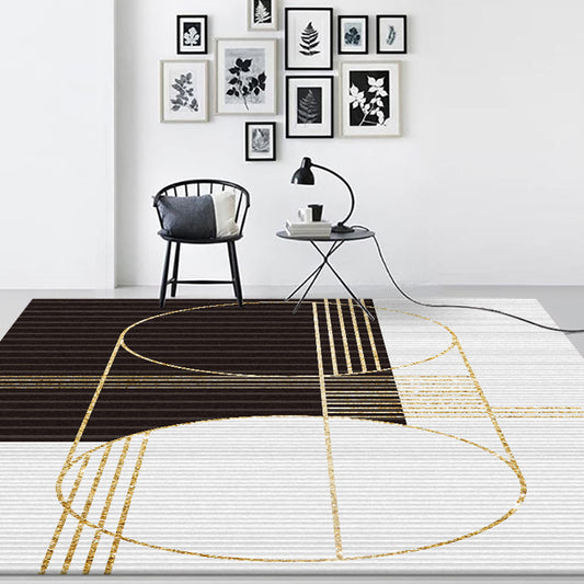 Scandinavian Modern Rug in Black and White Geometry Stripe Pattern Rug Polyester Washable Carpet for Home Decoration Clearhalo 'Area Rug' 'Modern' 'Rugs' Rug' 1597093