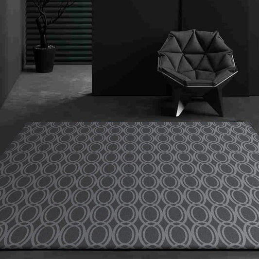 Modern Living Room Rug in Grey Geometric Oval Print Rug Polyester Stain-Resistant Washable Area Rug Grey Clearhalo 'Area Rug' 'Modern' 'Rugs' Rug' 1597100