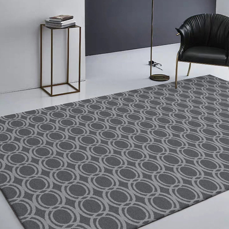 Modern Living Room Rug in Grey Geometric Oval Print Rug Polyester Stain-Resistant Washable Area Rug Clearhalo 'Area Rug' 'Modern' 'Rugs' Rug' 1597101