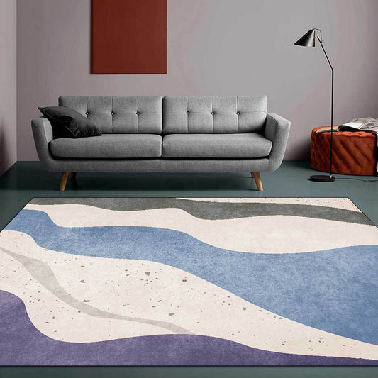 Modern Novelty Rug in Ivory Colorblock Wave Pattern Rug Polyester Non-Slip Backing Carpet for Home Decoration Clearhalo 'Area Rug' 'Rug' 1597141