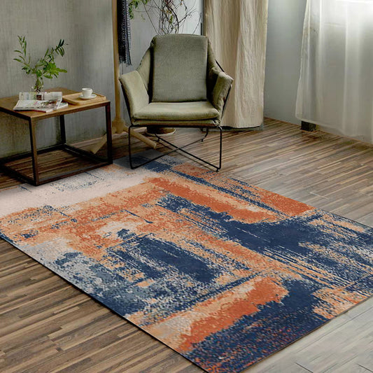 Industrial Abstract Rug Orange and Blue Polyester Rug Machine Washable Non-Slip Area Rug for Bedroom Clearhalo 'Area Rug' 'Modern' 'Rugs' Rug' 1597261