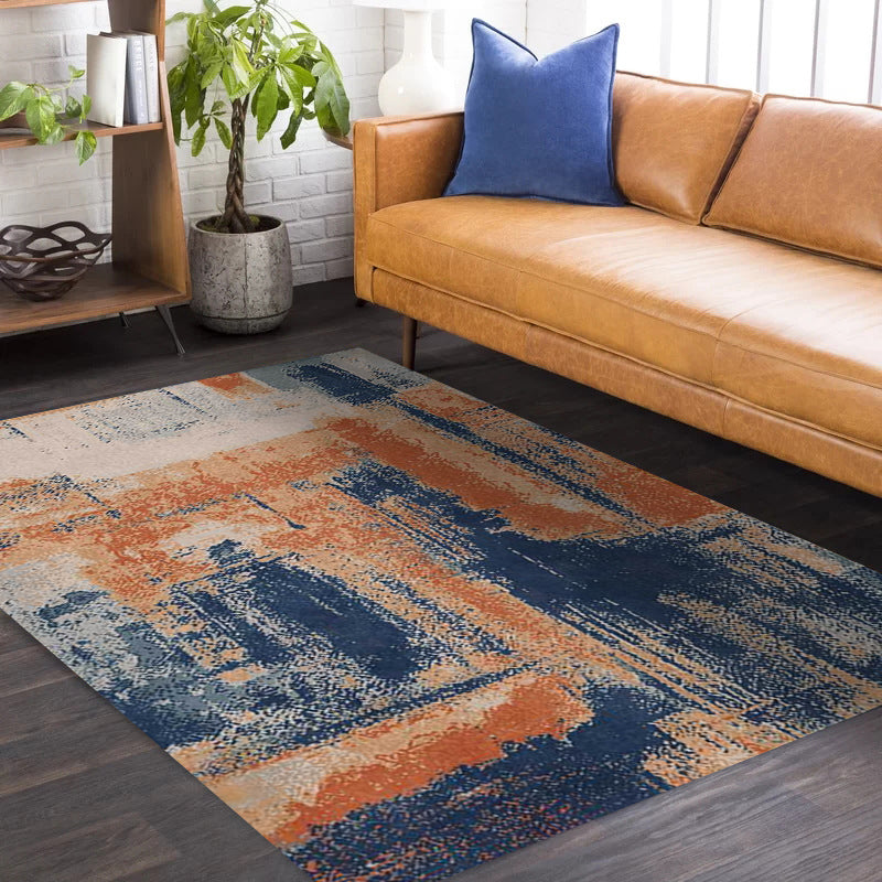 Industrial Abstract Rug Orange and Blue Polyester Rug Machine Washable Non-Slip Area Rug for Bedroom Clearhalo 'Area Rug' 'Modern' 'Rugs' Rug' 1597262