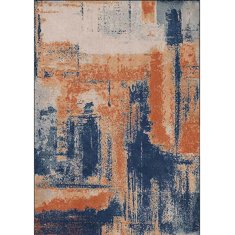 Industrial Abstract Rug Orange and Blue Polyester Rug Machine Washable Non-Slip Area Rug for Bedroom Clearhalo 'Area Rug' 'Modern' 'Rugs' Rug' 1597263