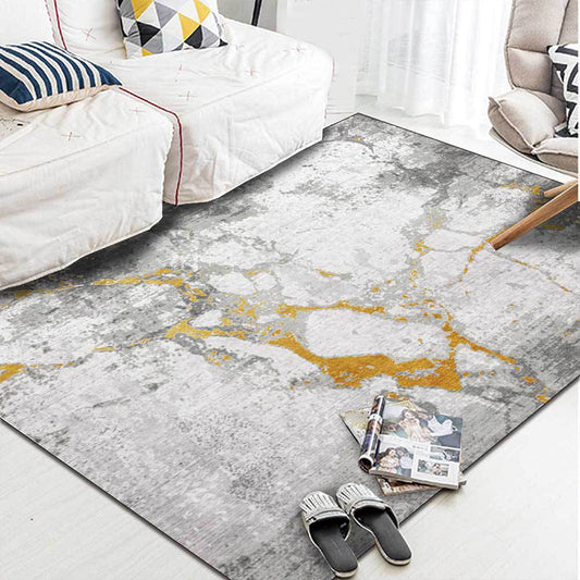 Grey and Golden Simple Rug Polyester Abstract Rug Washable Non-Slip Backing Carpet for Living Room Grey Clearhalo 'Area Rug' 'Modern' 'Rugs' Rug' 1597302