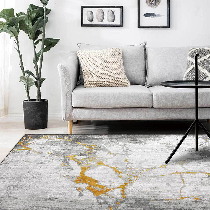 Grey and Golden Simple Rug Polyester Abstract Rug Washable Non-Slip Backing Carpet for Living Room Clearhalo 'Area Rug' 'Modern' 'Rugs' Rug' 1597303