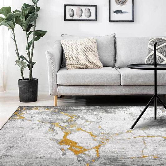 Grey and Golden Simple Rug Polyester Abstract Rug Washable Non-Slip Backing Carpet for Living Room Clearhalo 'Area Rug' 'Modern' 'Rugs' Rug' 1597303