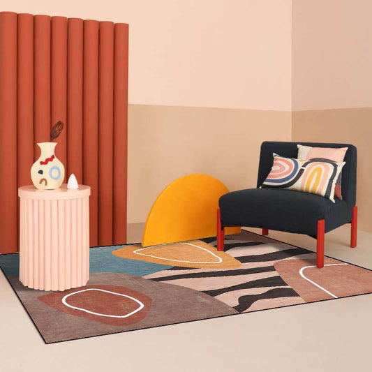 Contemporary Novelty Rug Colorful Colorblock Geometric Pattern Rug Polyester Pet Friendly Carpet for Home Decoration Clearhalo 'Area Rug' 'Rug' 1597343