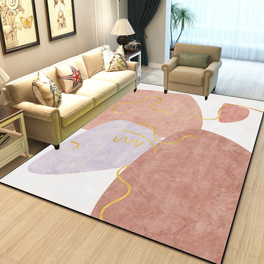 Scandinavian Novelty Rug in White and Pink Irregular Shape Pattern Rug Polyester Anti-Slip Carpet for Home Decoration Clearhalo 'Area Rug' 'Rug' 1597351