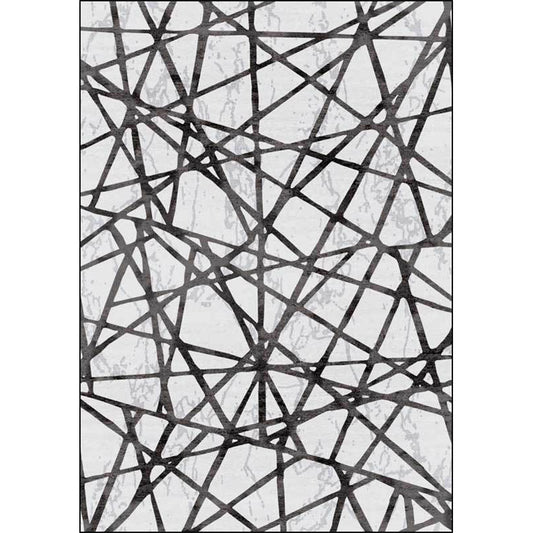 Grey Bedroom Rug Novelty Geometric Lines Pattern Area Rug Polyester Non-Slip Washable Carpet Clearhalo 'Area Rug' 'Rug' 1597384