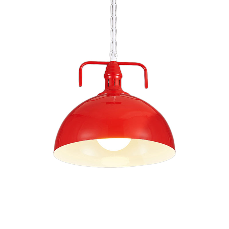 12"/16" W Bowl Living Room Pendant Lighting Industrial Metallic 1 Light Red/Yellow/Rust Finish Hanging Fixture Clearhalo 'Art Deco Pendants' 'Cast Iron' 'Ceiling Lights' 'Ceramic' 'Crystal' 'Industrial Pendants' 'Industrial' 'Metal' 'Middle Century Pendants' 'Pendant Lights' 'Pendants' 'Tiffany' Lighting' 15974