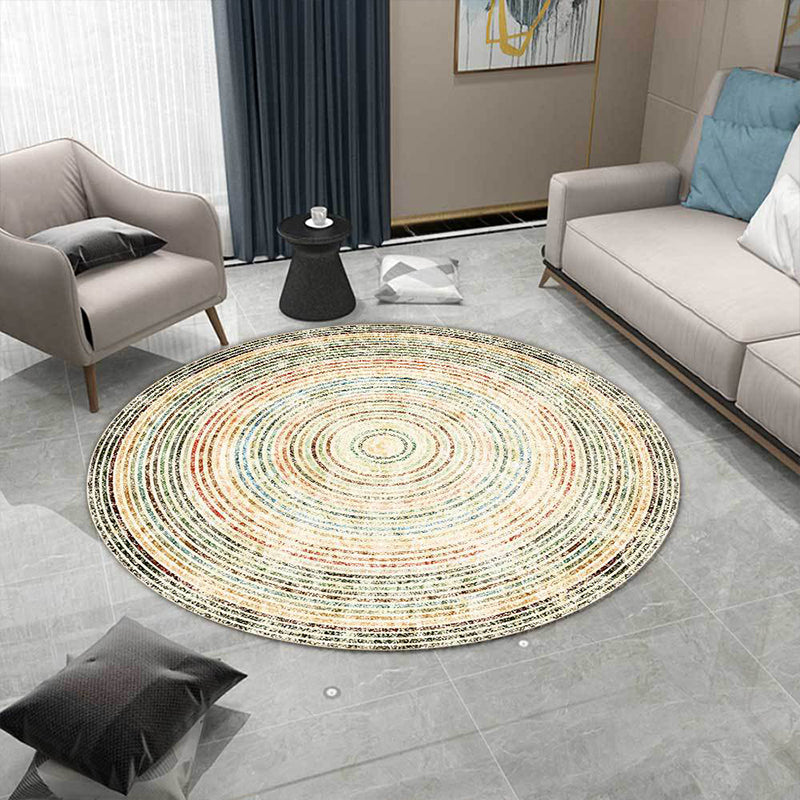 Yellow Rustic Rug Polyester Concentric Circles Pattern Rug Washable Non-Slip Backing Area Rug for Living Room Yellow Clearhalo 'Area Rug' 'Rug' 1597406