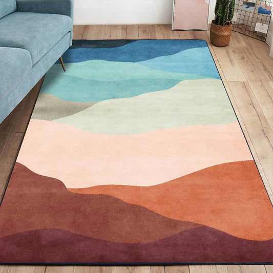 Blue Multicolor Contemporary Rug Polyester Colorblock Rug Washable Non-Slip Backing Carpet for Living Room Blue Clearhalo 'Area Rug' 'Modern' 'Rugs' Rug' 1597454