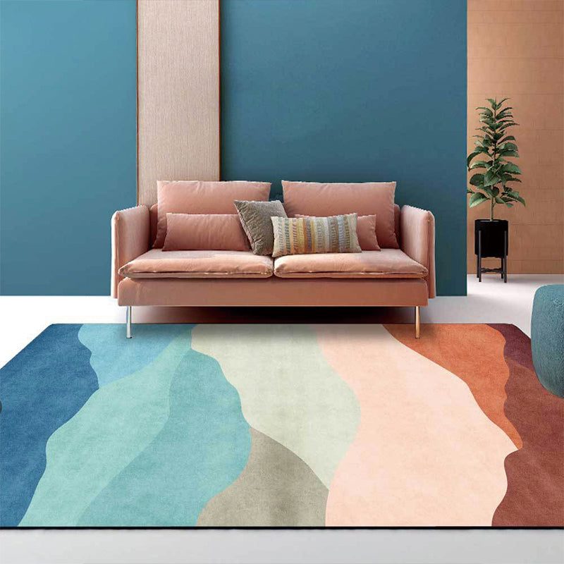 Blue Multicolor Contemporary Rug Polyester Colorblock Rug Washable Non-Slip Backing Carpet for Living Room Clearhalo 'Area Rug' 'Modern' 'Rugs' Rug' 1597455